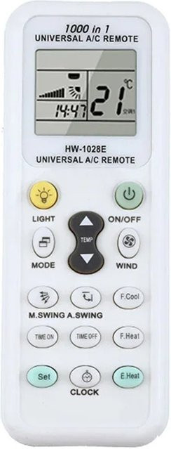 Viesrita 1000-in-1 Klimaanlagen-Fernbedienung K-1028E in Weiß, kompatibel mit Panasonic, Sharp, Haier und Helton - Bild 1