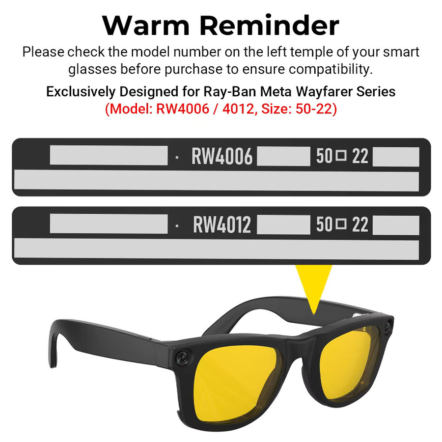 HiBloks Polarisierter Clip-on für Ray-Ban Meta Wayfarer Gen 2 Smart Glasses RW4006/RW4012, Größe M 50-22, Mattschwarz - Bild 2