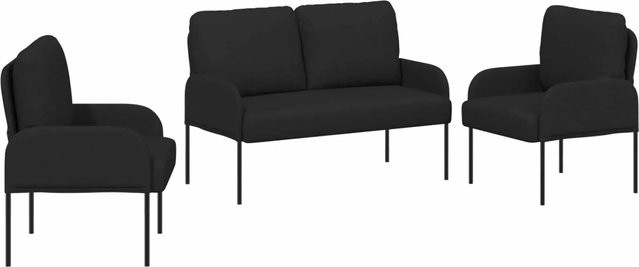 vidaXL Sofagarnitur 3er Set Schwarz mit Stoffbezug und Armlehnen B/T/H: 115 x 56 x 80 cm - Bild 1