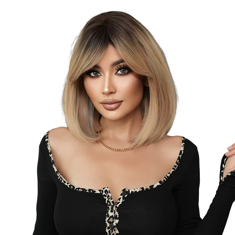 7JHH WIGS Perücke für Damen, schulterlang, goldbraun, synthetisch - Bild 5
