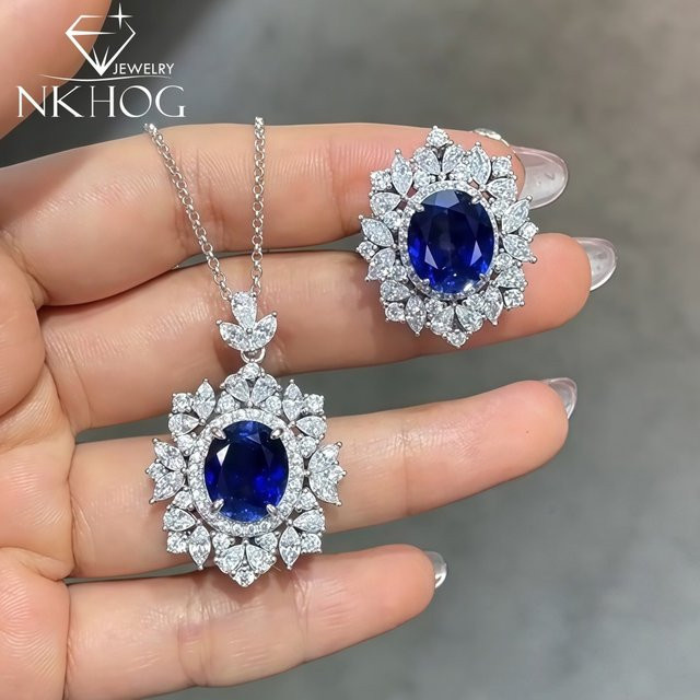 NKHOG Schmuck-Set, 925 Silber, Saphir, Damen - Bild 1