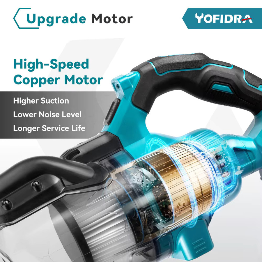 YOFIDRA Kabelloser elektrischer Staubsauger 1000 W in Türkis für Makita-Akkus - Bild 4