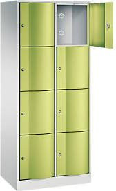 C+P Schließfachschrank Resisto mit 2 Abteilen und 8 Fächern, Farbe: Lichtgrau/Clowngrün, B/T/H: 77,2 x 54,0 x 195,0 cm - Bild 1
