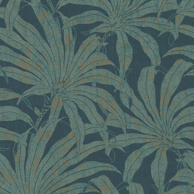 PROFHOME Natur Tapete Dschungel in Türkis Gold Blau, Vlies-Tapete mit botanischem Design - Bild 1