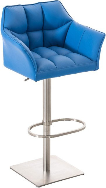 TPFLiving Barhocker Damaskus mit Edelstahlgestell und Kunstleder in Blau - Bild 1
