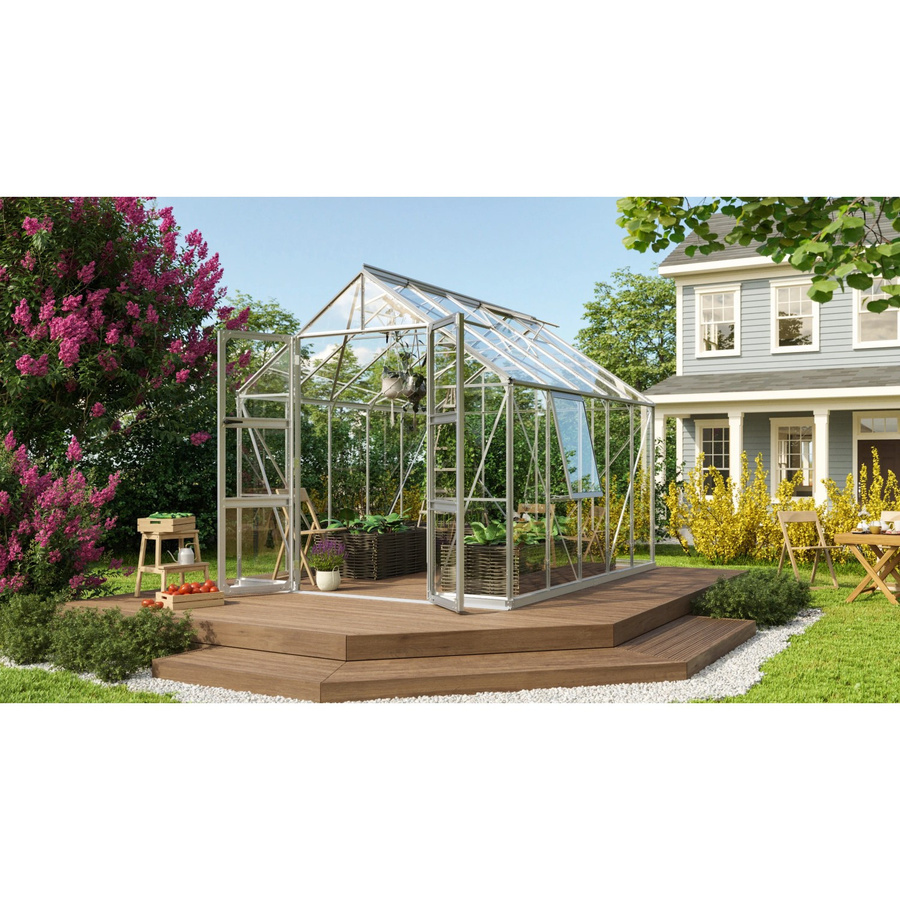 Vitavia Gewächshaus Olymp 8300 mit Fundament und Regenrinnen aus eloxiertem Aluminium und Sicherheitsglas mit Satteldach, 8,3 m² - Bild 2