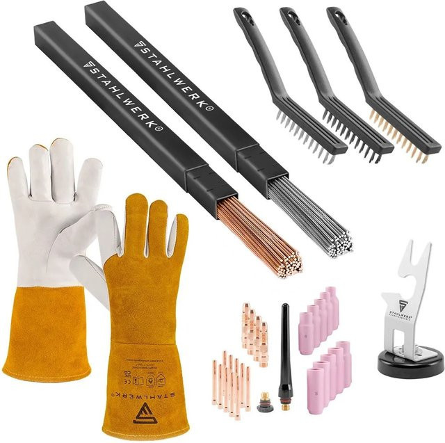 STAHLWERK WIG Zubehör Set mit Brennerhalter inklusive Magnetfuß und Drahtbürsten Set 220 mm - Bild 1