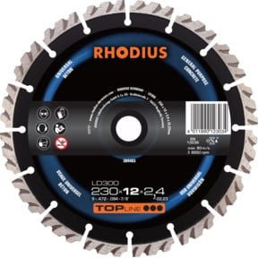 RHODIUS TOPline LD300 X-LOCK Diamanttrennscheibe, Farbe: Multicolour, Durchmesser: 115 mm, Dicke: 2,4 mm, Bohrung: 22,23 mm - Bild 1