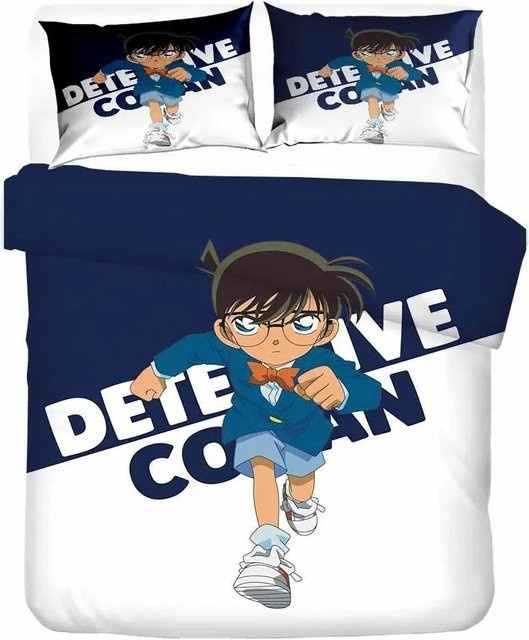 Bettwäscheset Anime Detektiv Conan mit 3D-Druck aus Mikrofaser, 2-teilig, Mehrfarbig, Breite: 70 cm, Länge: 133 cm - Bild 1