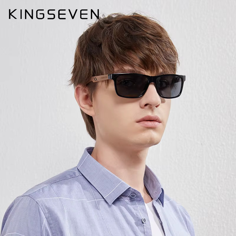 KINGSEVEN Sonnenbrille Holz-Aluminium, Vollrand, Herren, polarisiert - Bild 2