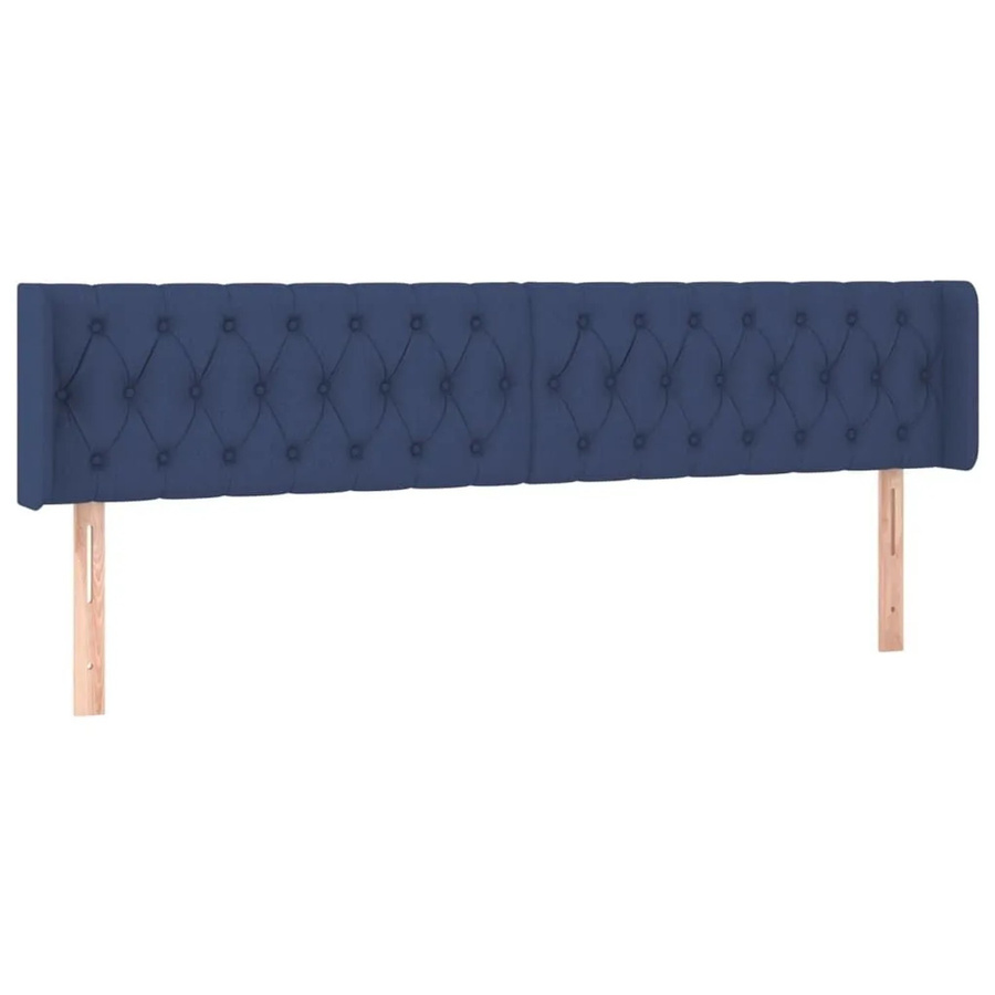 vidaXL Kopfteil mit Ohren in Blau aus Stoff, B/T/H: 203 x 16 x 78-88 cm - Bild 2