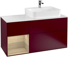 Villeroy & Boch Finion Waschtischunterschrank mit Abdeckplatte in Weiß und Oak Veneer, B/T/H: 120 x 50,1 x 50,1 cm - Bild 1
