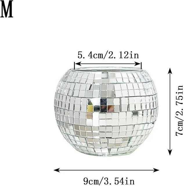 Spiegel-Diskokugel-Kerzenhalter aus Glas von Your Warm Home in Silber und Transparent für Teelichter - Bild 1