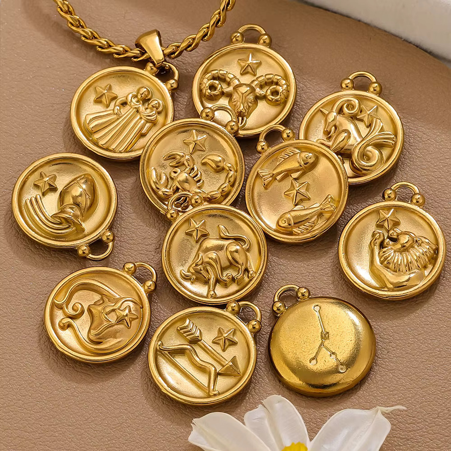 Elomia Anhänger Edelstahl, Vergoldet, Gold, Vintage, Unisex - Bild 3
