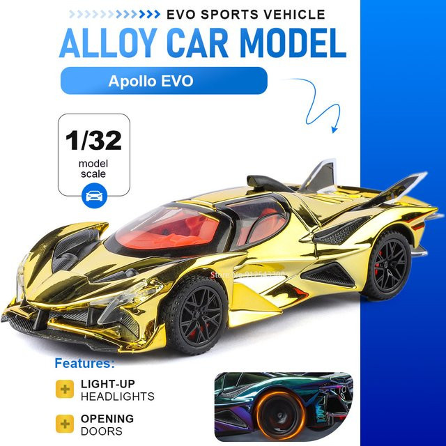 RMZ city Apollo EVO Automodell, 1:32 Maßstab, mit Licht und Sound, Metall - Bild 1
