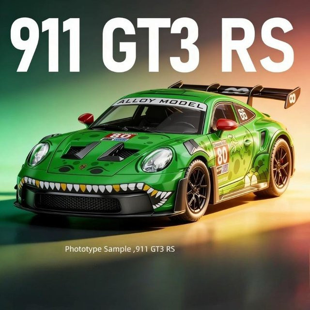Linyi toy car Gt3 Rs Tyrannosaurus Rex Lackierung, Modellauto, 1:24, Metall, ab 14 Jahren - Bild 1
