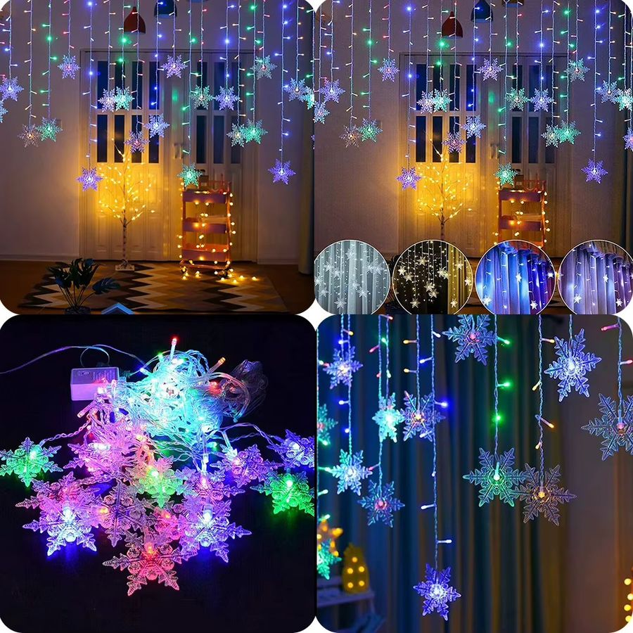 4M Weihnachtsdekoration Schneeflocke und Eisstreifen Lichterkette mit 96 LEDs für die Indoor-Dekoration - Bild 4