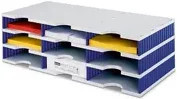 styro Sortierstation styrodoc Standard DIN C4, 3 Etagen mit 9 Fächern, grau/blau, B: 33,1 cm, T: 22,3 cm, H: 9,0 cm - Bild 1