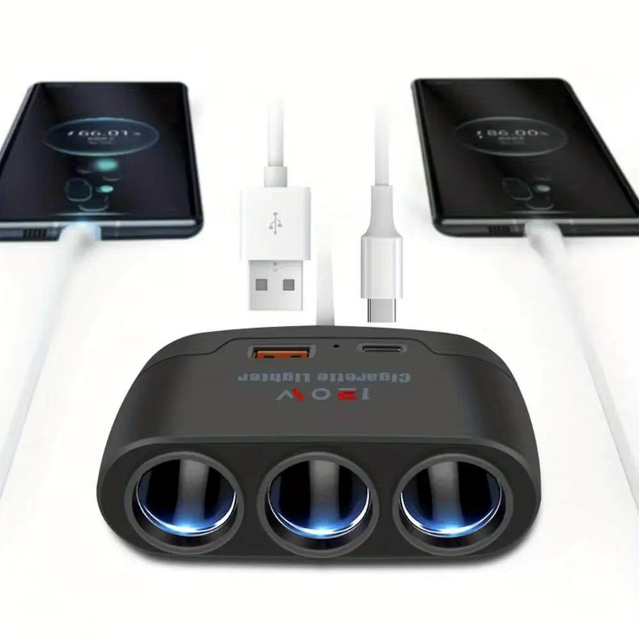 Universal USB Schnellladegerät QC 3.0 Auto-Adapter mit 120W Leistung und USB-A Buchsen in Schwarz - Bild 3