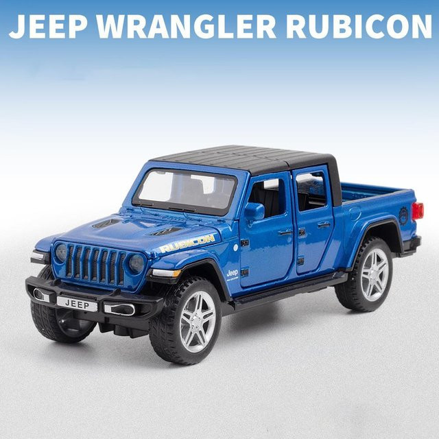 Jeep Wrangler Gladiator Pickup-Truck, Legierungsautomodell, Maßstab 1:32, mit Ton und Licht, blau - Bild 1
