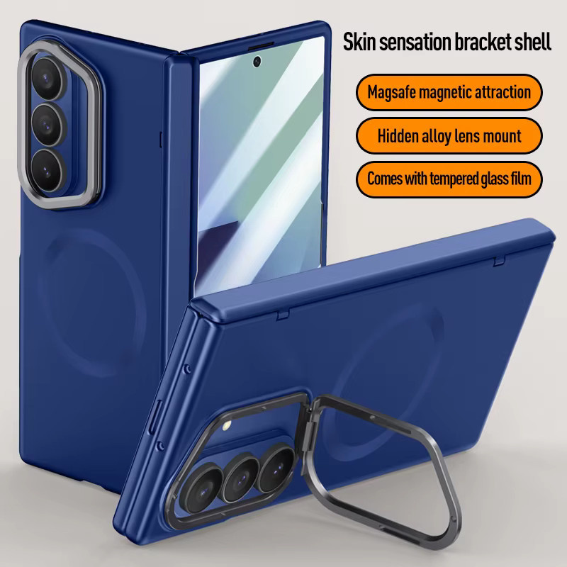 Fundas Stoßfeste Schutzhülle für Samsung Galaxy Z Fold 7 mit magnetischer Scharnierabdeckung und gehärtetem Glas in Schwarz oder Blau - Bild 2