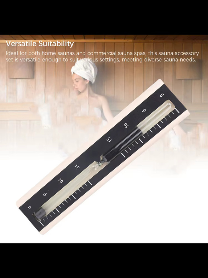 Qiilu 15-Minuten-Sauna-Timer aus Holz zur Wandmontage in Schwarz - Bild 5