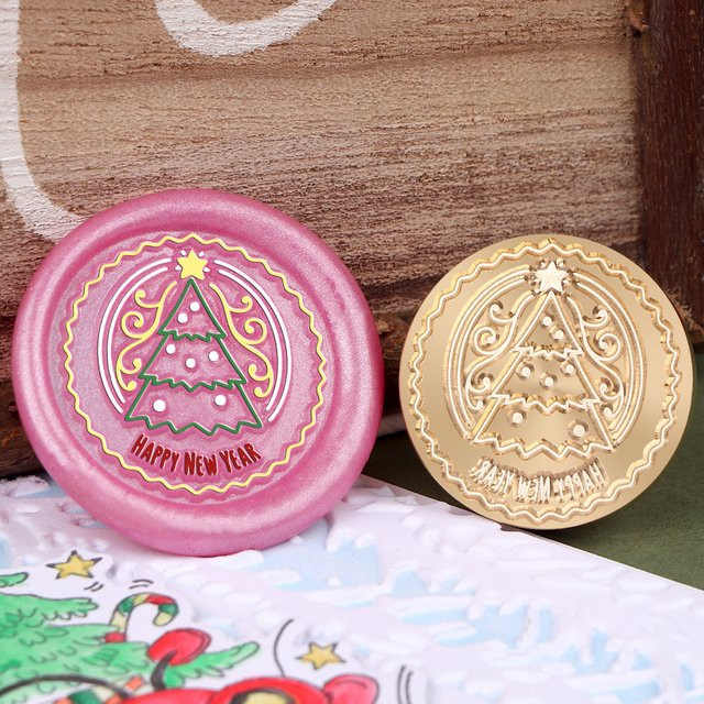 Wachssiegel Stempel mit Weihnachts-Motiven wie Lebkuchenhaus, Socke oder Schlitten für Einladungen, Umschläge und Geschenke - Bild 1