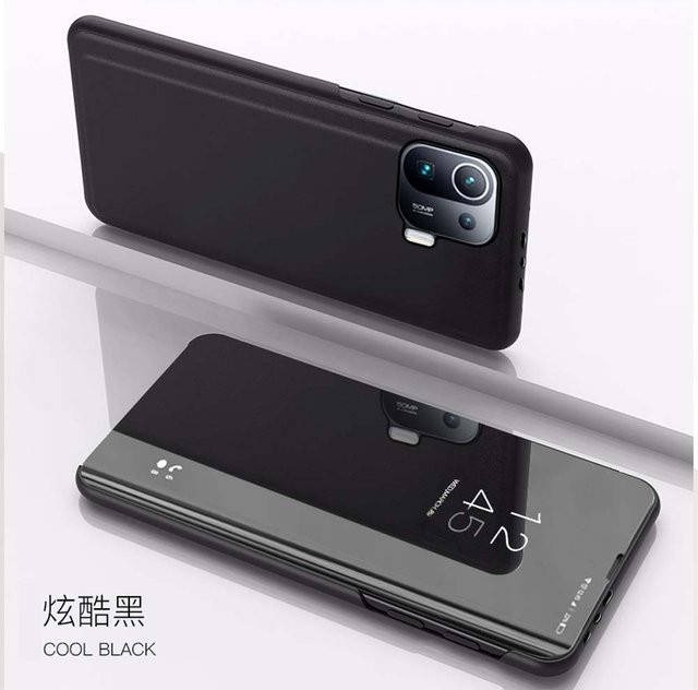 Smart Mirror Flip Case für Samsung Galaxy S25 S24 S23 S22 S21 S20 Ultra und FE in Schwarz - Bild 1