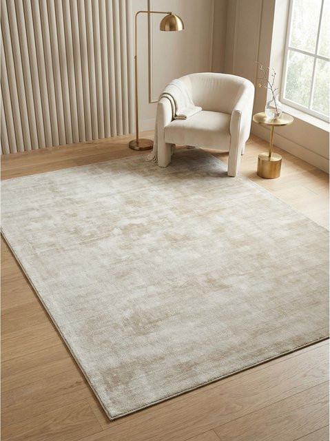 Handgewebter Viskoseteppich BARI von Kadima Design, einfarbig, Beige-Grau, B x T: 160 x 230 cm - Bild 1