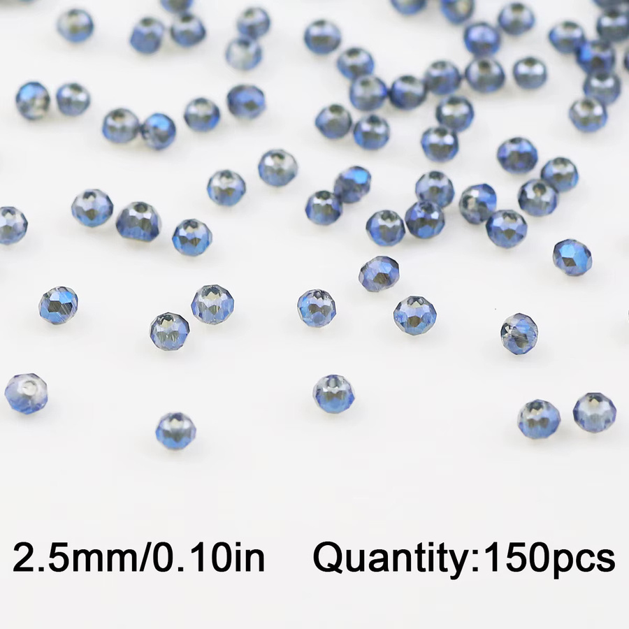 JHNBY Distanzperlen, Kristallglas, hellblau, rund, facettiert, 2,5 mm - Bild 2