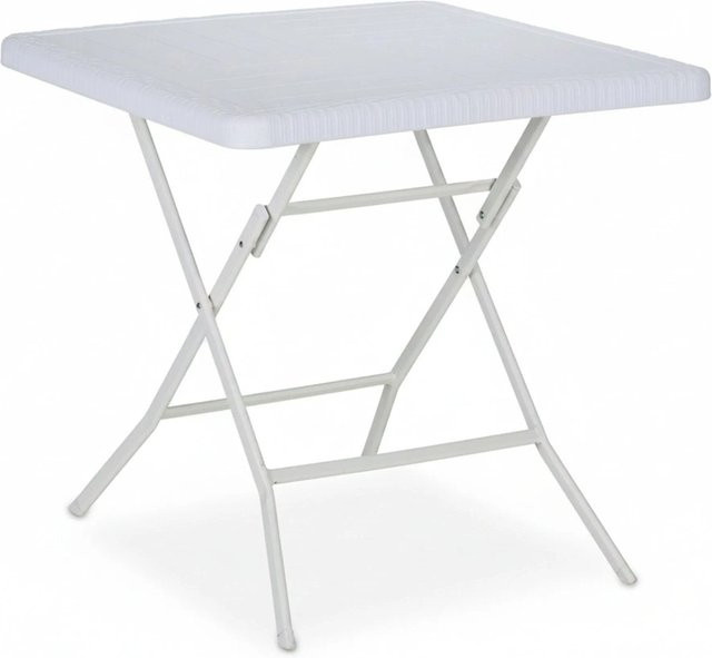 Relaxdays Gartentisch in Holzoptik, klappbar, Weiß, B/T/H: 74 x 78 x 78 cm - Bild 1