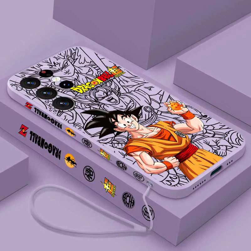 Dragon Ball Son Goku Handyhülle aus Flüssig-Silikon mit Seil für Samsung Galaxy A73 A72 A71 A60 A57 A56 A55 A54 A53 A52 A36 A34 A32 A26 A24 - Bild 2