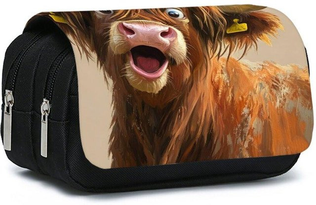 Doppellagige Klapp-Federtasche von Fancy Style Studio mit Rinder- und Pferde-Print in Multicolour - Bild 1