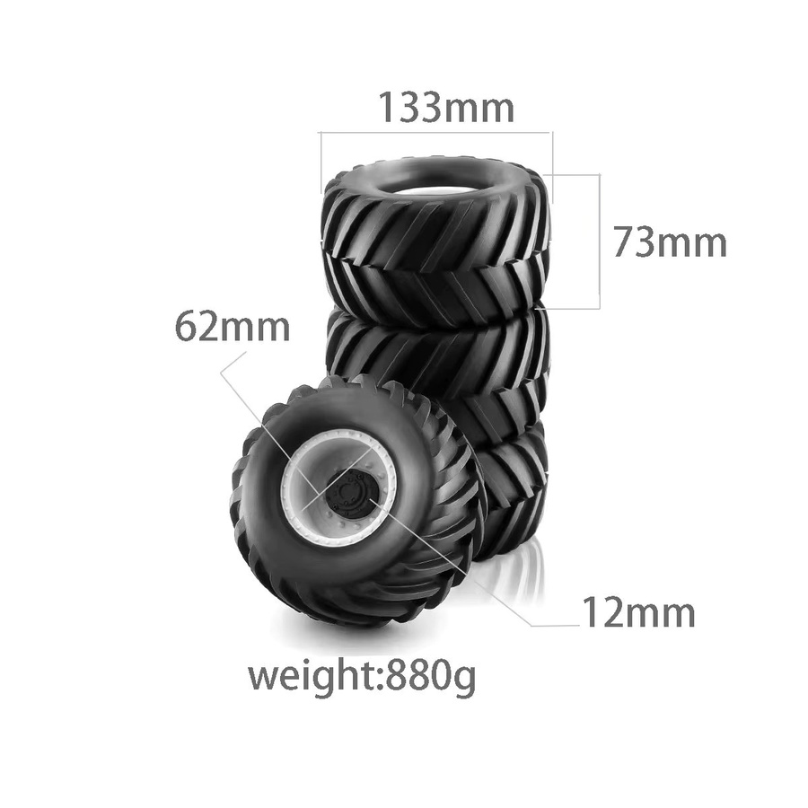 AJRC Monster Truck Buggy Reifen Rad, 4-teiliges Set, 133 mm, 12 mm Sechskant - Bild 4