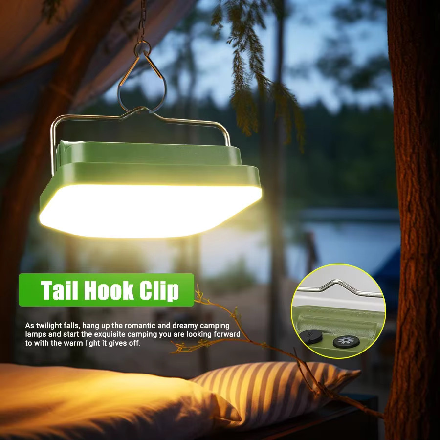 XIWANGFIRE Wiederaufladbare Campinglampe in Grün mit Haken und COB-LED, wasserdichte Laterne für Zelt und Outdoor-Aktivitäten - Bild 2