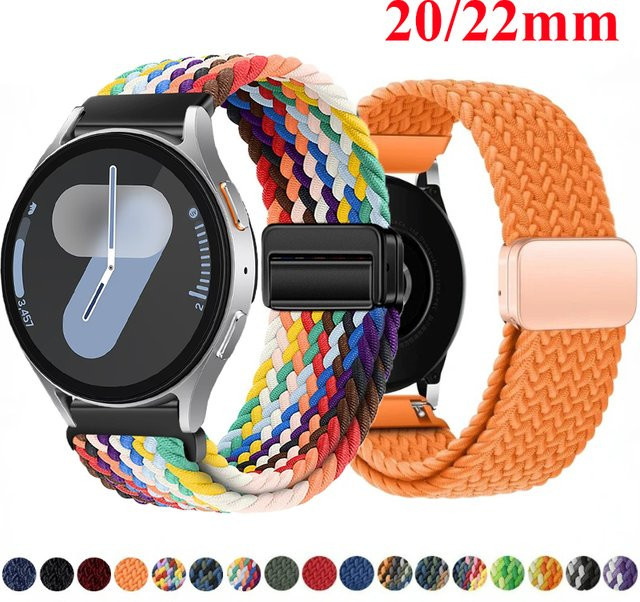 Magnetarmband aus geflochtenem Nylon für Samsung Galaxy Watch 7/6/Classic/5/4/3 und Huawei Watch 4/3/GT 5/4, Breite: 20mm oder 22mm - Bild 1