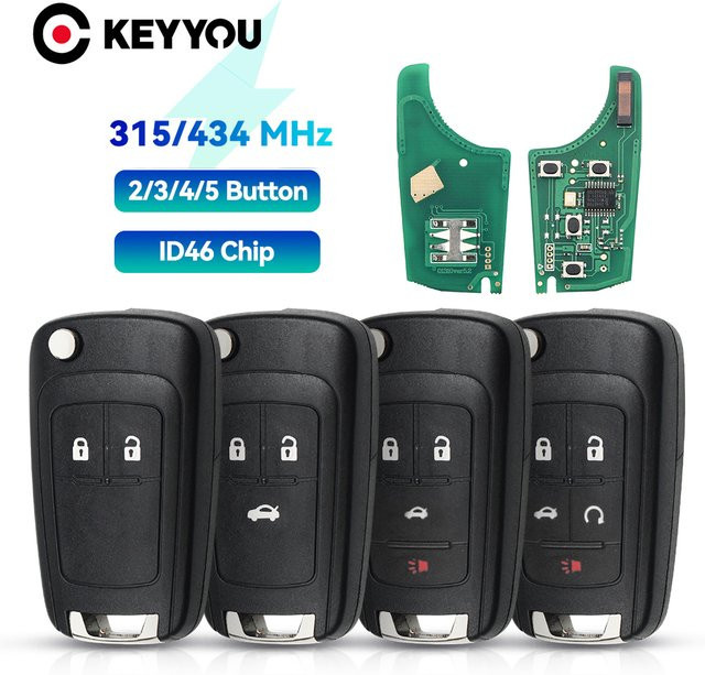 KEYYOU Auto Fernbedienung Schlüssel ID46 PCF7941 für Chevrolet Cruze Aveo Epica Lova Camaro Impala Trax Orlando in Schwarz - Bild 1