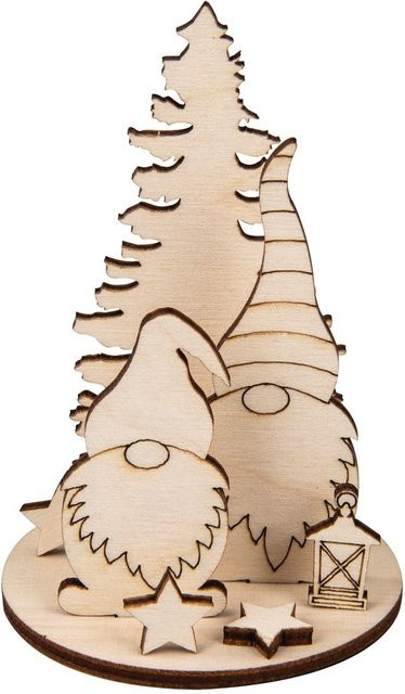 Rayher Holz-Steckmotiv Wichtel mit Tanne in Beige für Weihnachten - Bild 1