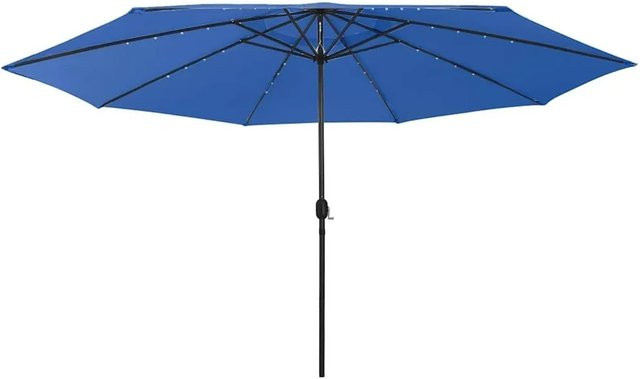 vidaXL Sonnenschirm mit LED-Beleuchtung aus Polyester und Metall in Azurblau, Durchmesser: 400 cm - Bild 1