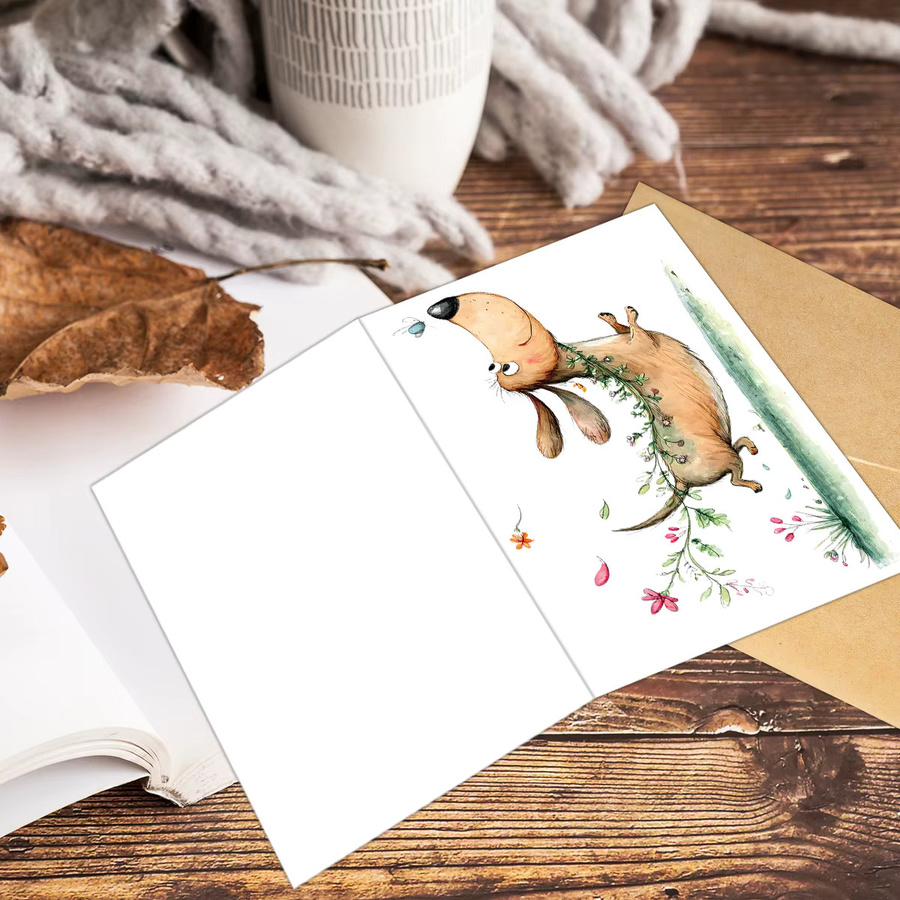 6er Set Aquarell Dackel Grußkarten mit Umschlägen, unbeschriftete Notizkarten für Hundeliebhaber in Multicolor - Bild 4