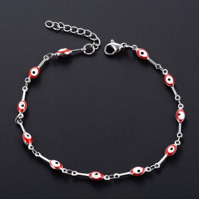 Armband Edelstahl, Türkisches Böses Auge, rot, Damen, 22 cm - Bild 1