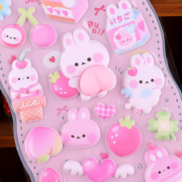 Bunte 3D Puffy Aufkleber mit Kaninchen-Motiven für Scrapbooking und DIY Journaling - Bild 1