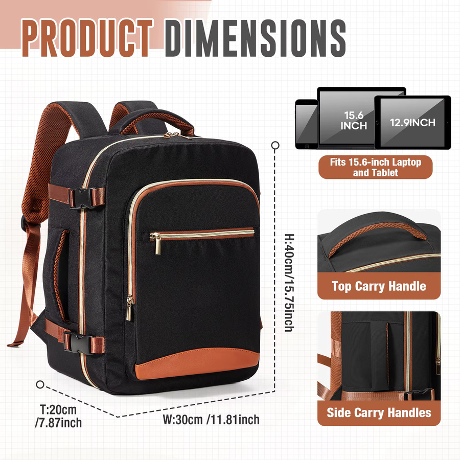Fewchor Vakuumrucksack als komprimierte Aufbewahrungstasche für Kleidung, Handgepäck-Laptop-Rucksack für Ryanair-Reisen, B/H/T: 40 x 30 x 30 cm - Bild 4