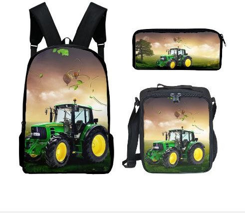 Fancy Style Studio 3er Set Schulaccessoires mit Traktor Muster in Grau und Multicolour - Bild 1