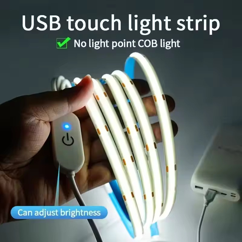 TALUTULA LED COB Lichtstreifen mit Touch-Dimmer, weißes USB Diodenband für TV-Hintergrundbeleuchtung und Spiegel, flexibles Silikon Lichtband zur Wanddekoration - Bild 3