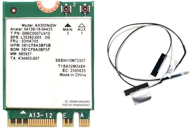 AX200 WLAN-Karte M.2 NGFF mit WiFi 6 und Bluetooth 5.2, Dual-Band 2,4GHz/5GHz, 2974Mbps WLAN-Adapter inklusive Antenne - Bild 1