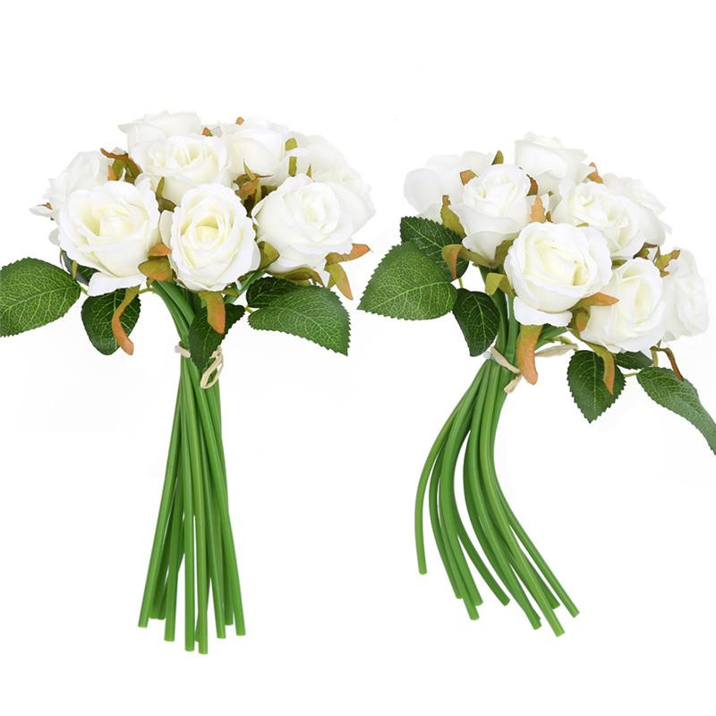 24 Stück Künstliche Rosen aus Seidentuch in Weiß und Blau für Hochzeit, Party und Dekoration - Bild 2