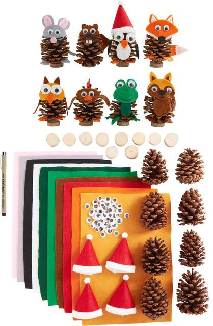 VBS Bastelset Pinienzapfen-Tiere in Multicolour für die Weihnachts- und Adventsdekoration - Bild 1