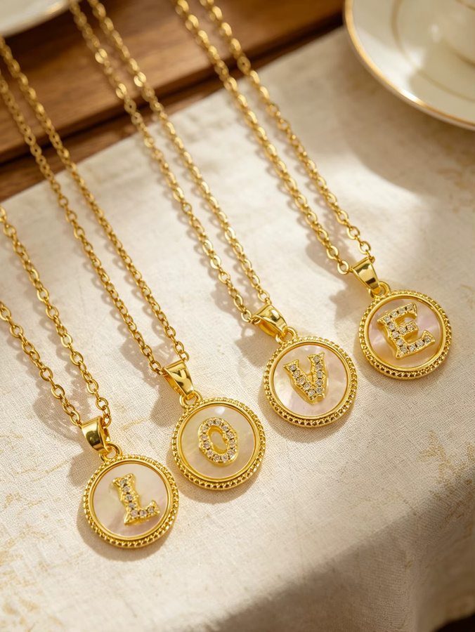 MECYLIFE Buchstaben-Anhänger, Zirkonia, Gold, Damen - Bild 2