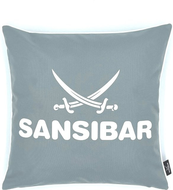 Kissen SANSIBAR quadratisch in Weiß, Silber und Grau aus Polyester - Bild 1